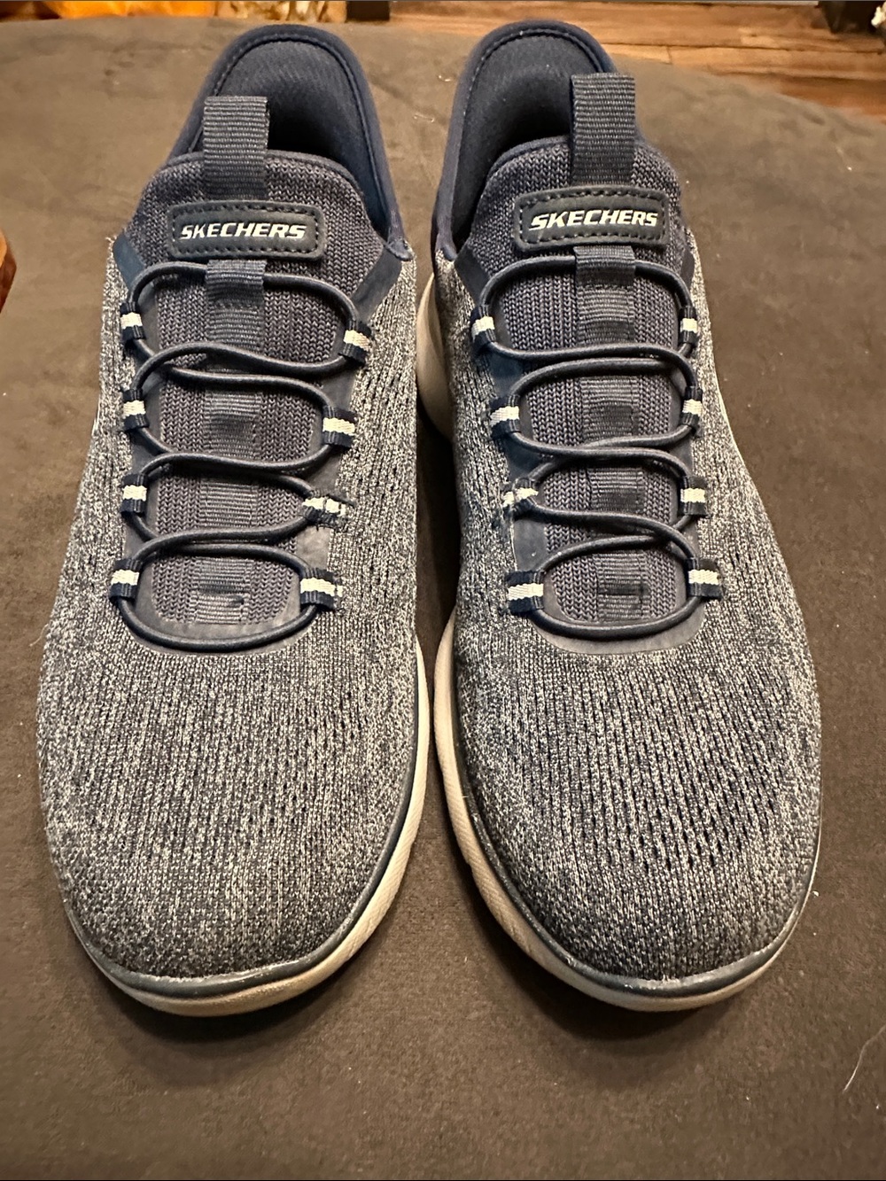 Skechers Men's Navy Blue Knit Slip-On Sneakers